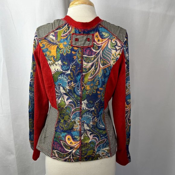 Kaktus Boho Zip Up Shirt Multi-colored Sz L Light Weight Polyester Acrylic - Picture 4 of 7